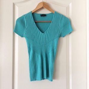 Short-sleeve Worthington aqua sweater